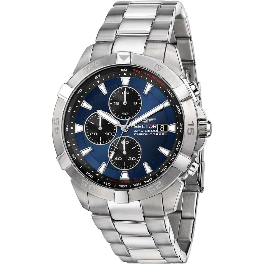 Orologio Uomo SECTOR ADV2500 R3273643004 Chrono Acciaio Blu Sub 100mt