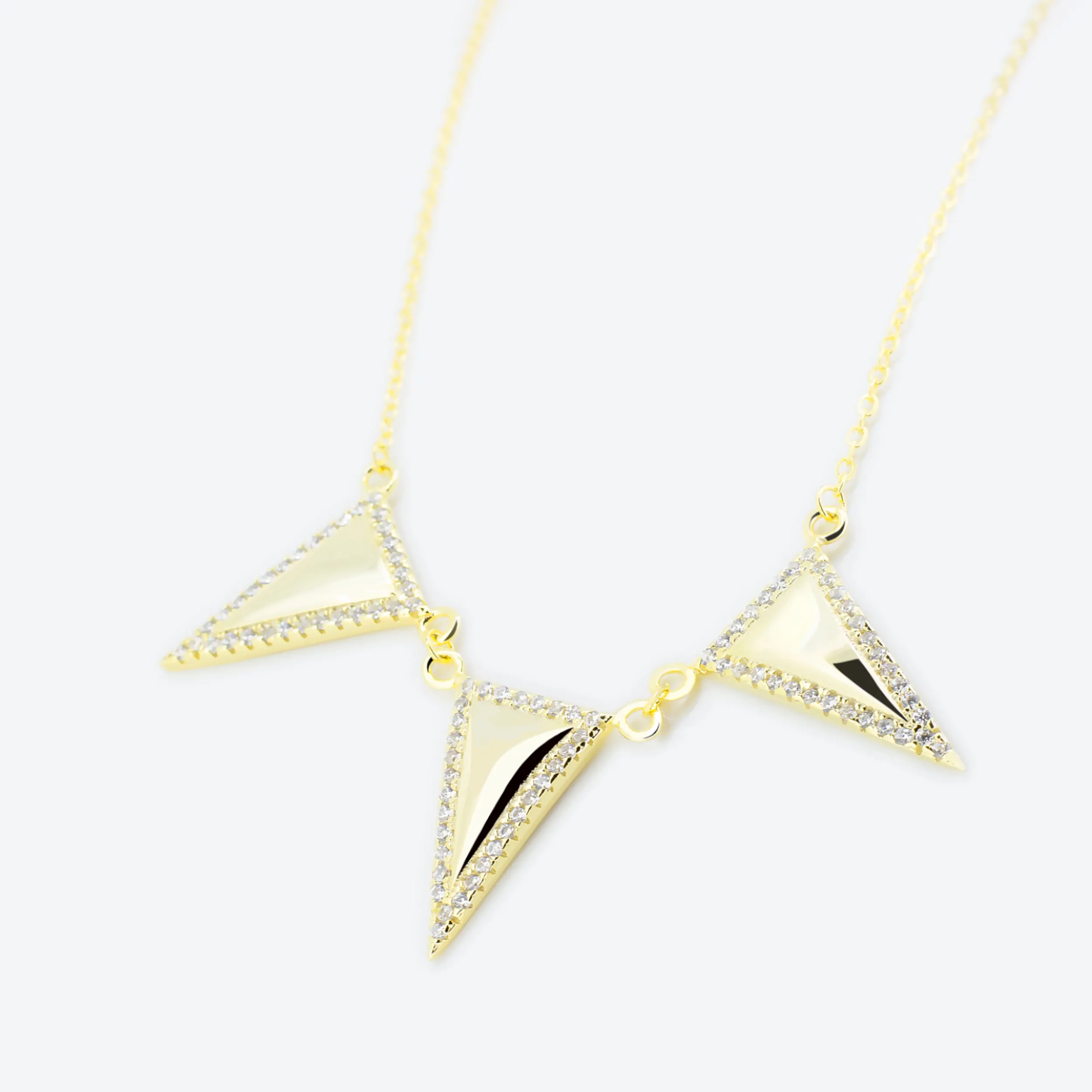 COLLANA con triangoli pavé - oro