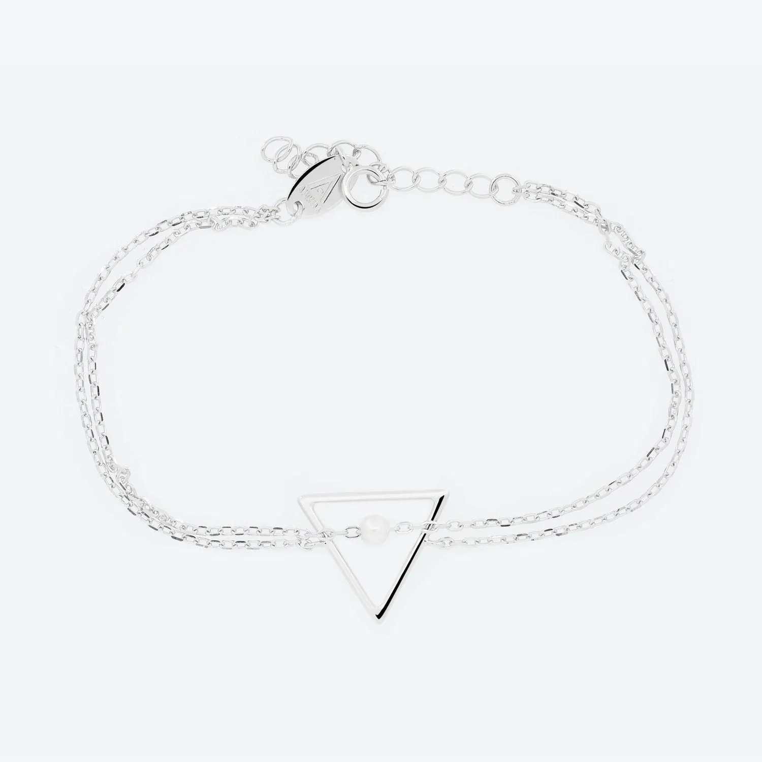 BRACCIALE doppio filo con triangolo e perla - argento