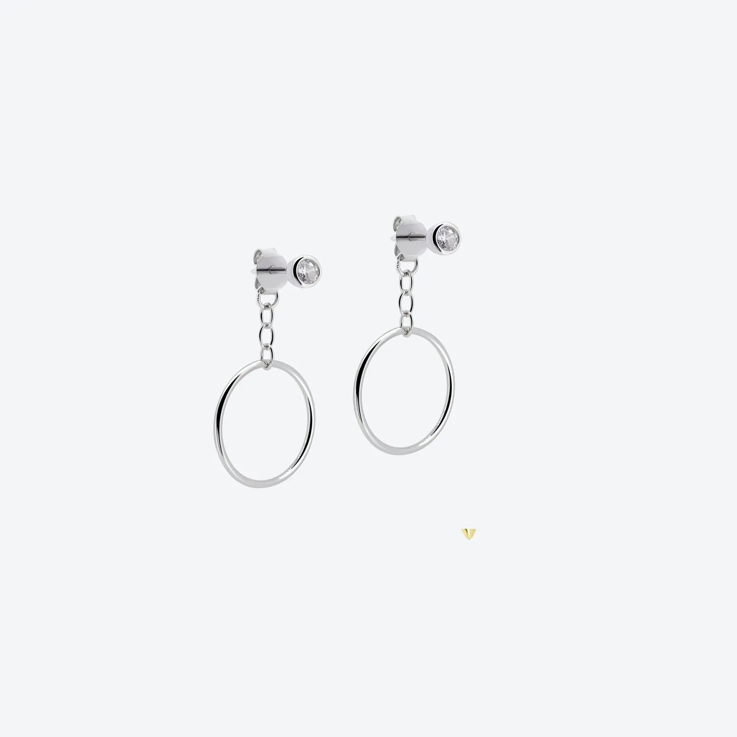 ORECCHINI zircone con pendente a cerchio - argento