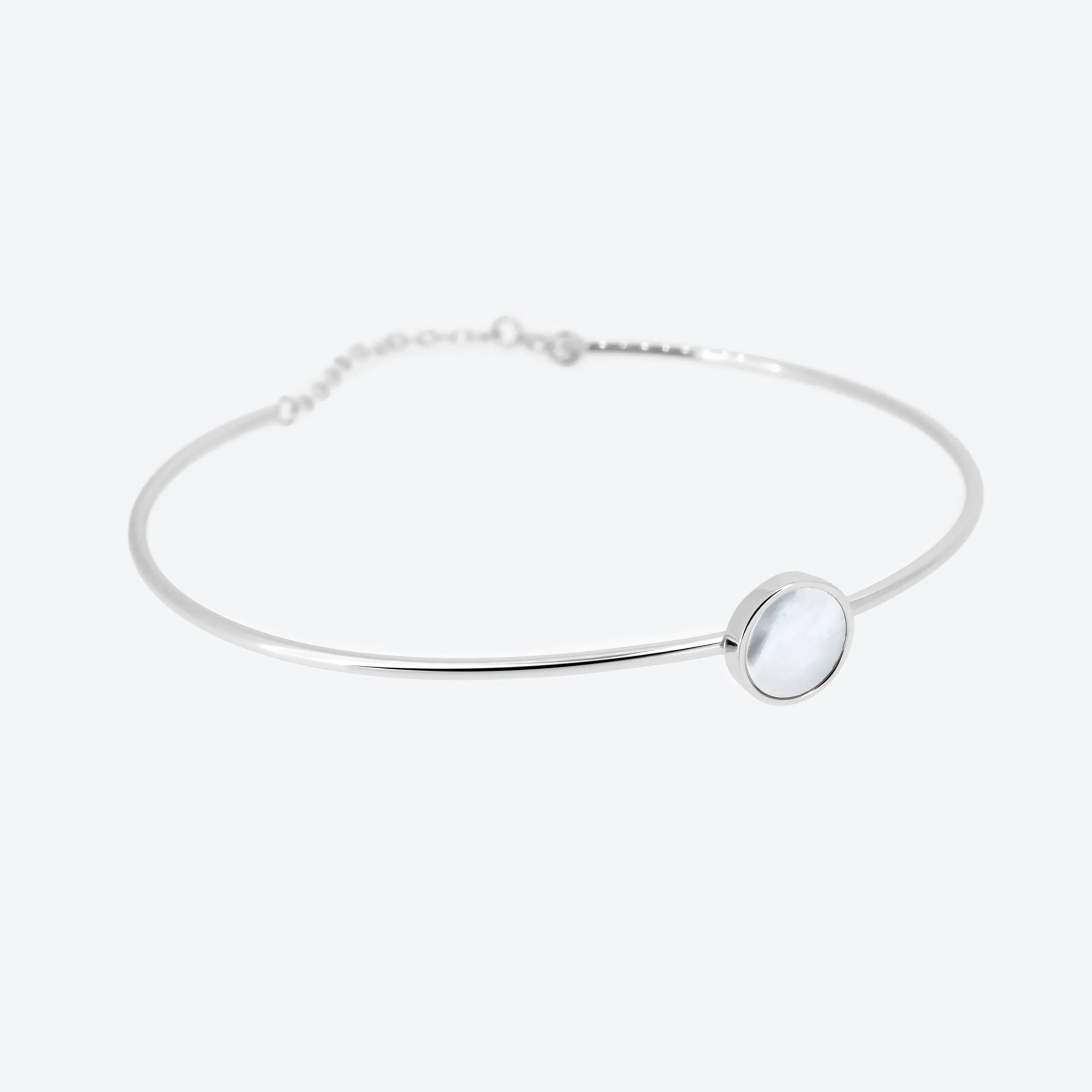 BRACCIALE rigido con inserto madreperla - argento