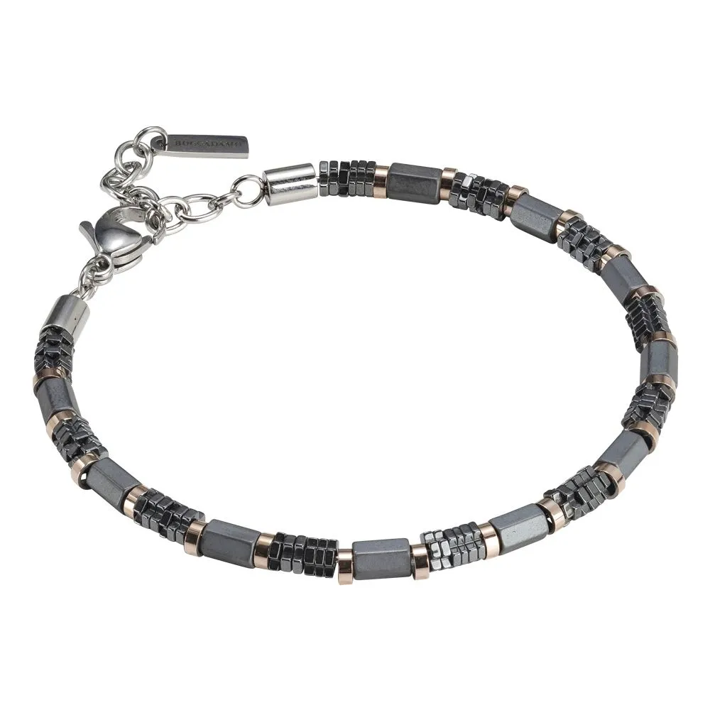 Bracciale uomo in acciaio nero ed ematite