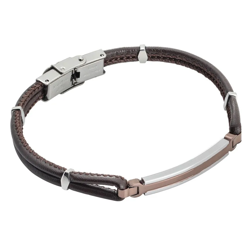 Bracciale in similpelle intrecciata marrone