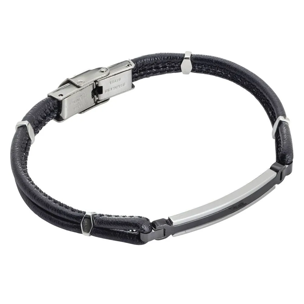 Bracciale in similpelle intrecciata nera