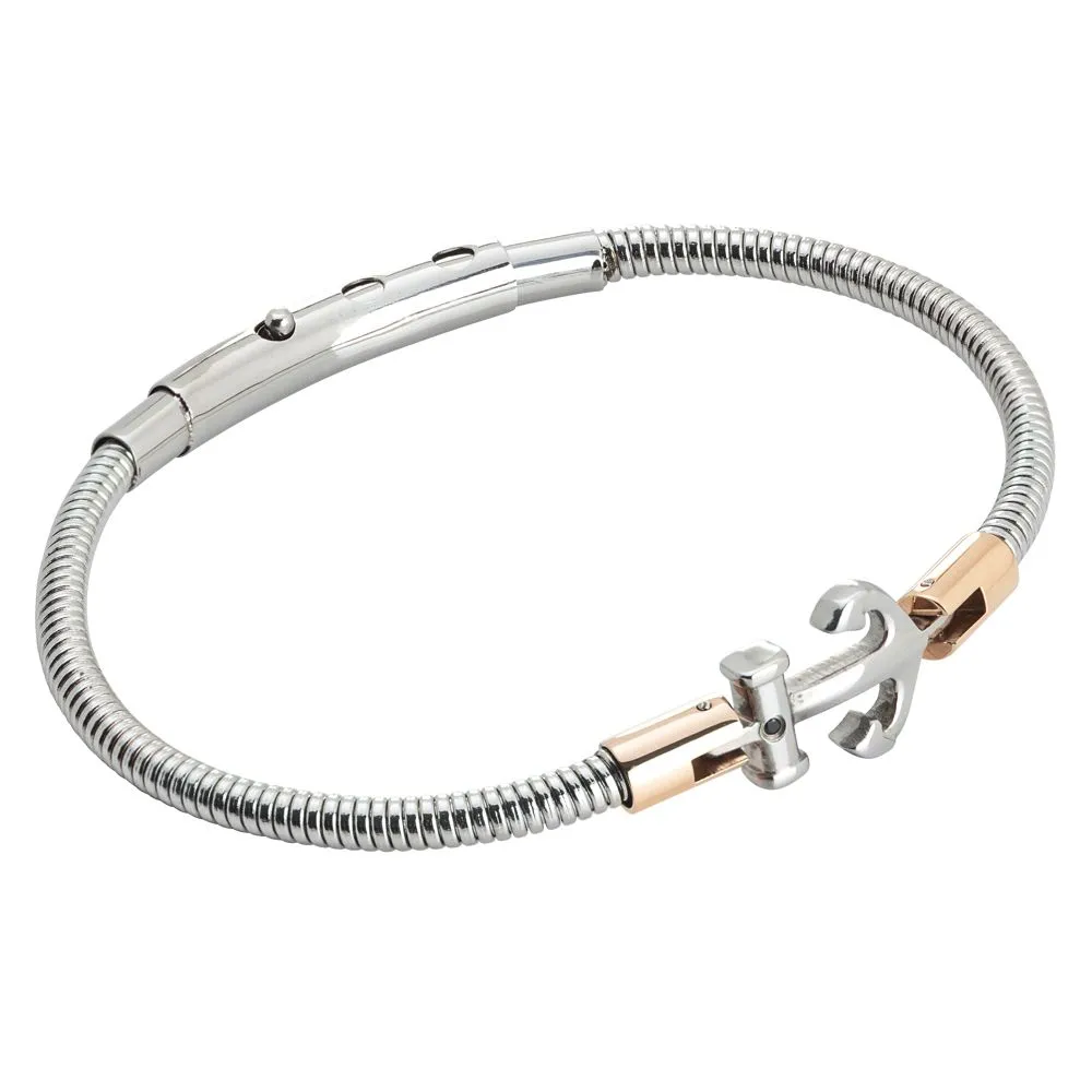Bracciale tubolare in acciaio con ancora