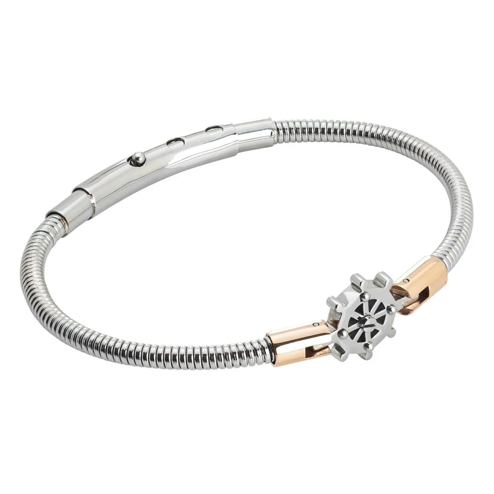 Bracciale tubolare in acciaio con timone