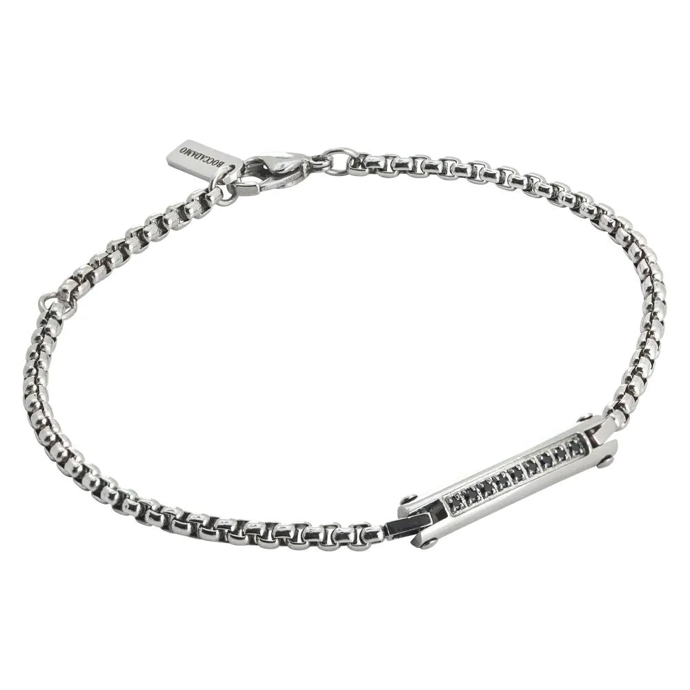 Bracciale con maglie in acciaio e zirconi