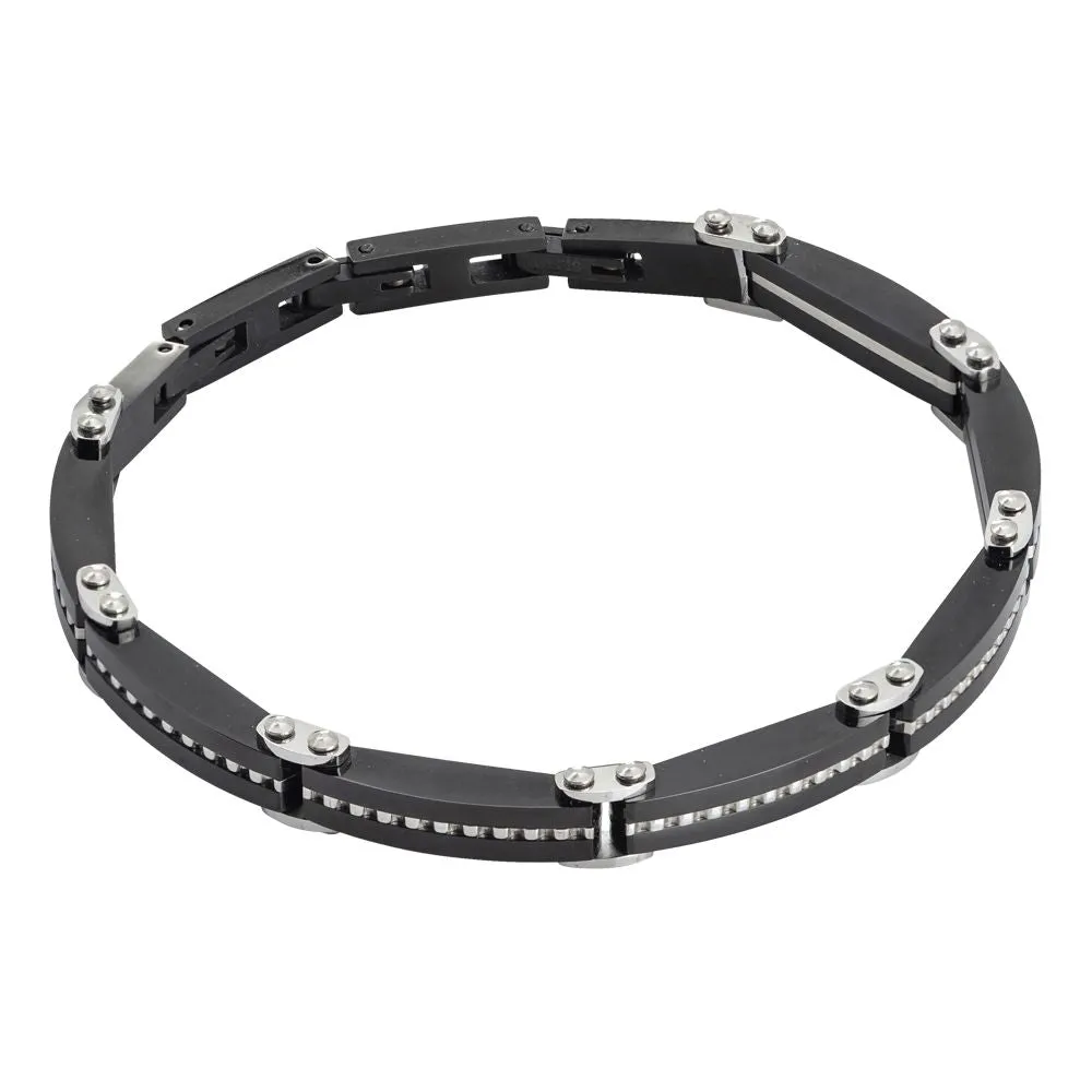 Bracciale a maglie in pvd nero e acciaio