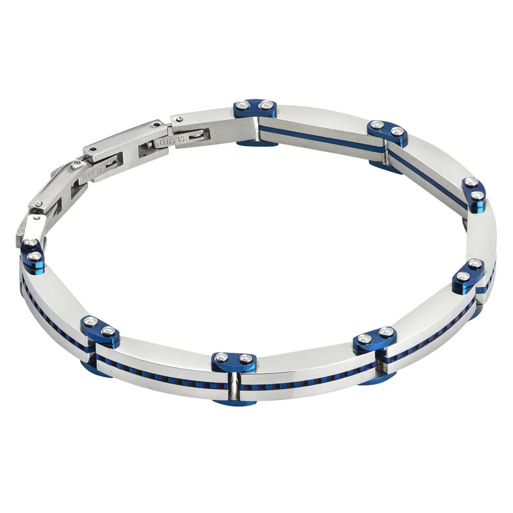 Bracciale a maglie in pvd blu e acciaio