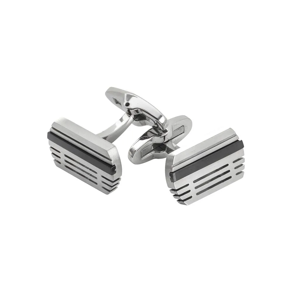 Gemelli in acciaio con inserti in pvd nero