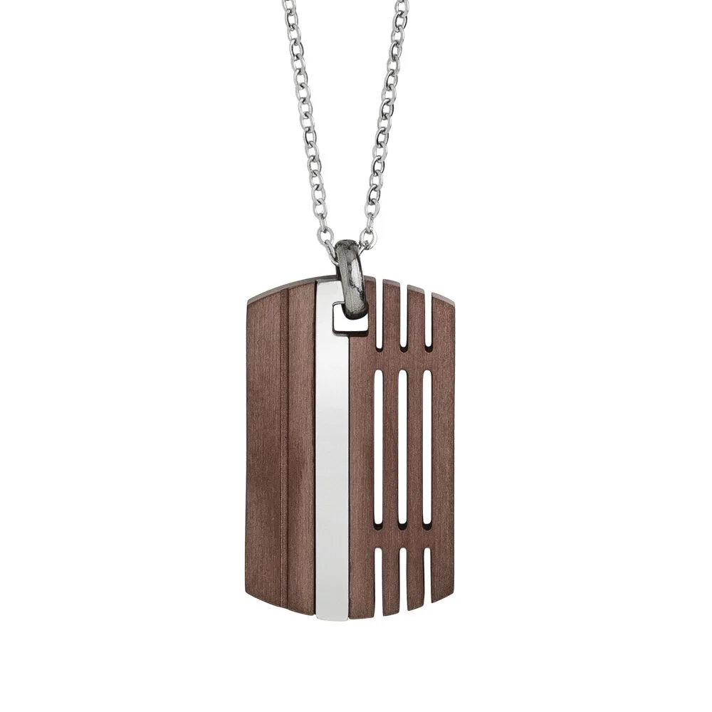 Collana in acciaio con piastrina e pvd rosato