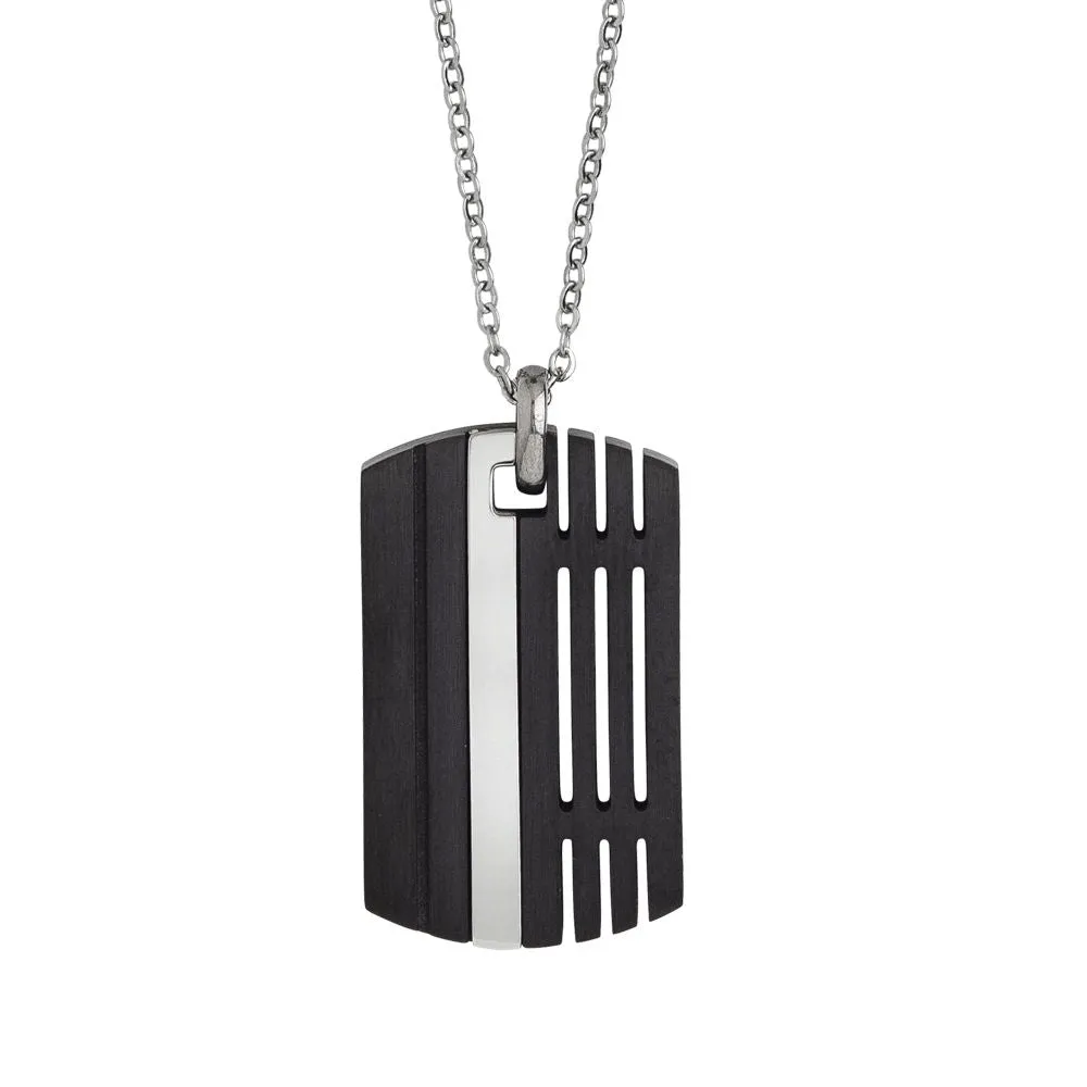 Collana in acciaio con piastrina in pvd nero