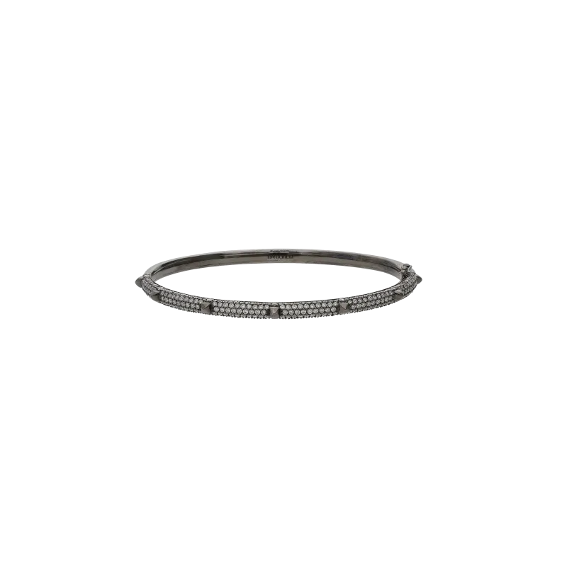 BRACCIALE PIRAMIDI IN ORO BRUNITO NERO E DEMI-PAVE' DIAMANTI BIANCHI - VB27578DBW