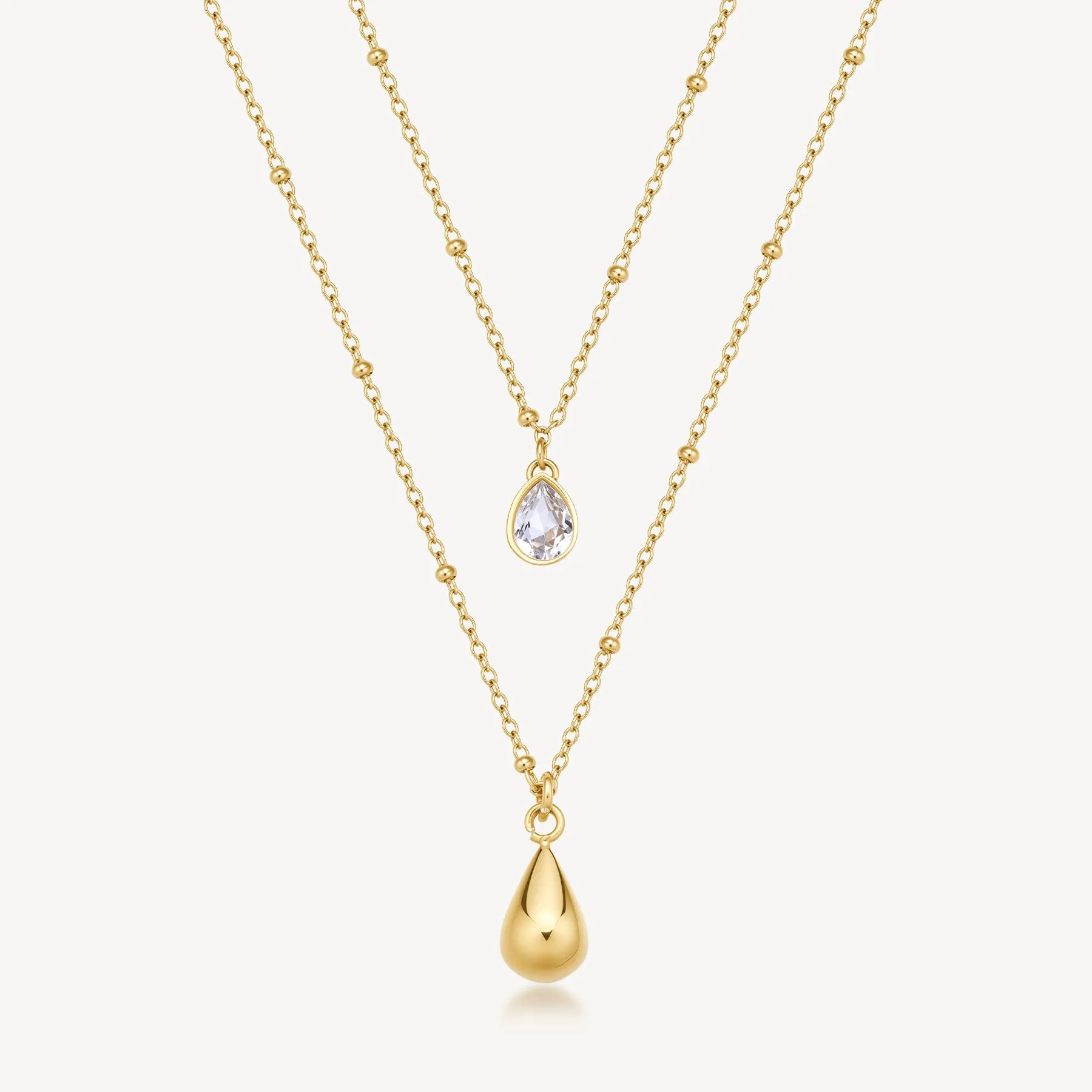 Collana Brosway donna Perfect Doppio filo cristallo e goccia gold