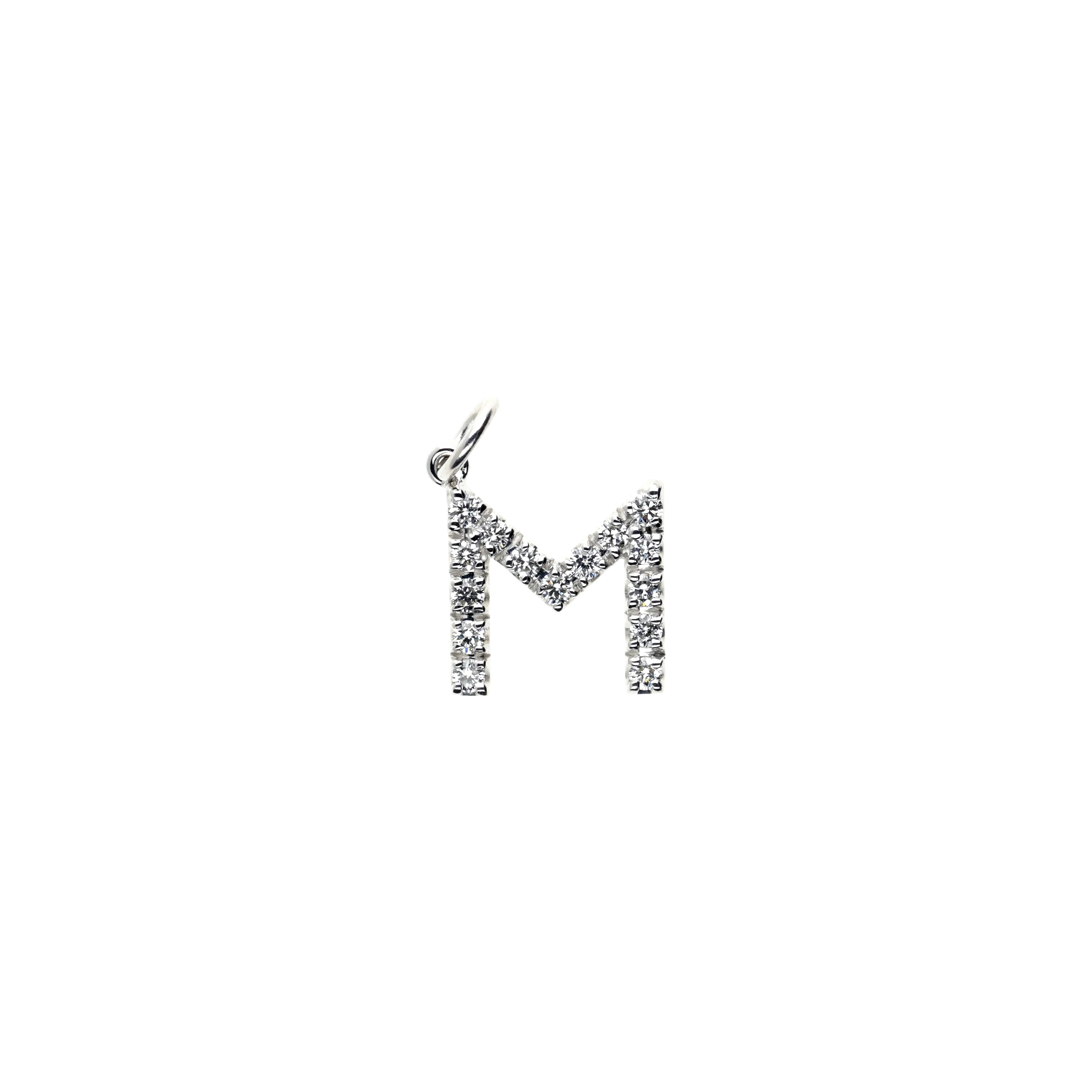 CIONDOLO LETTERA M IN ORO BIANCO E DIAMANTI - FP2404-MB001