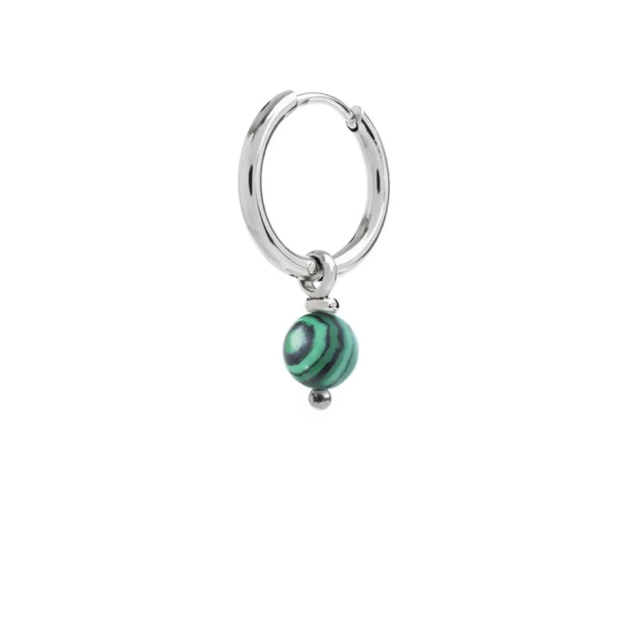 Mono orecchino Marlù a cerchio con sfera malachite pendente