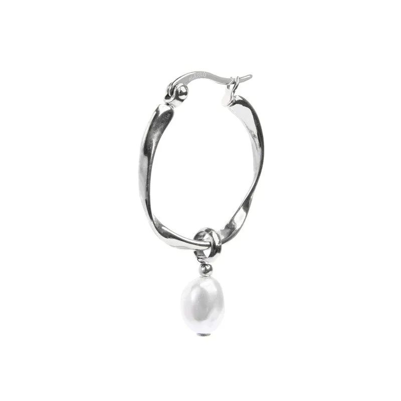 Orecchino Marlù a cerchio con perla ovale pendente