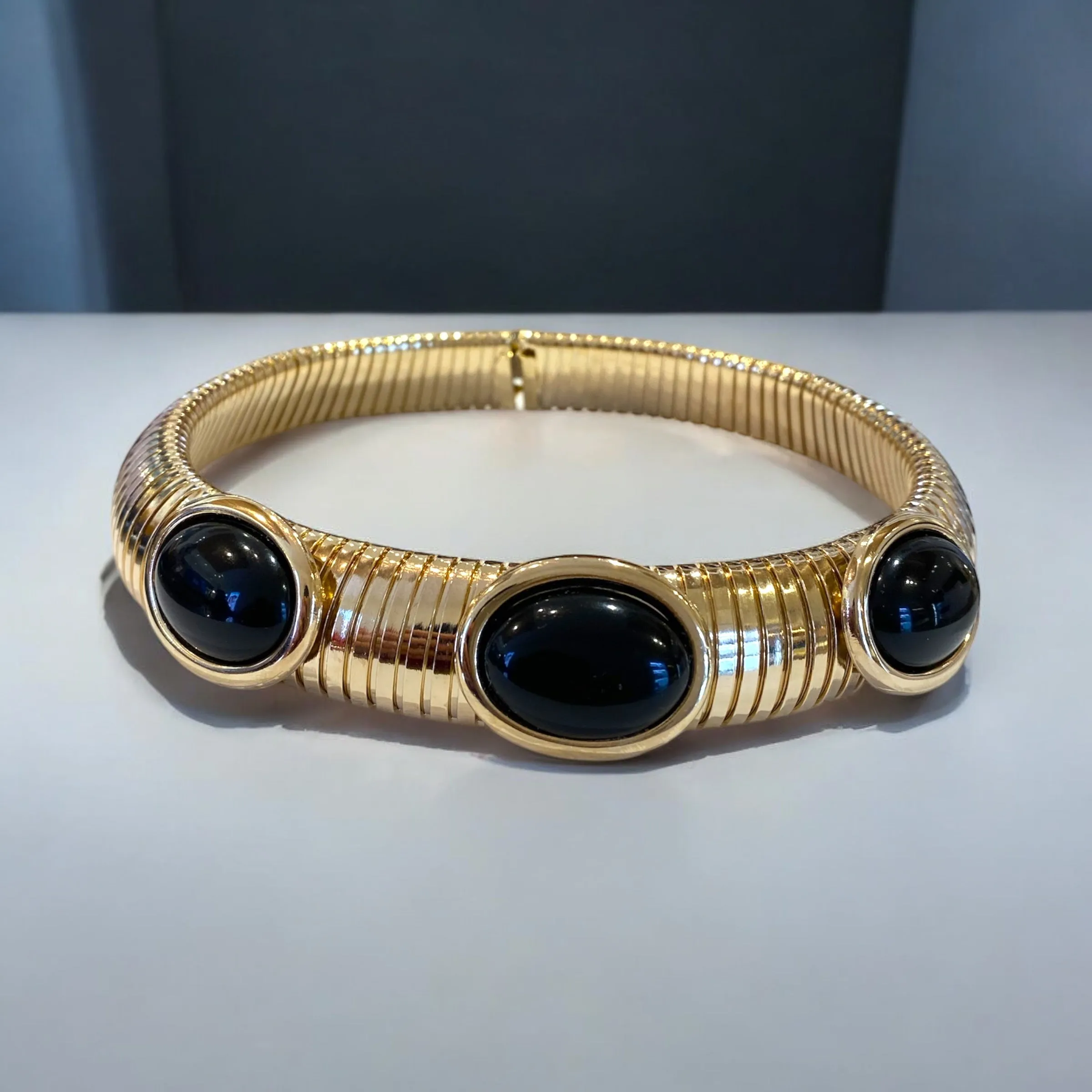 Collana Diamond Accessori donna girogola tubolare con pietre nere