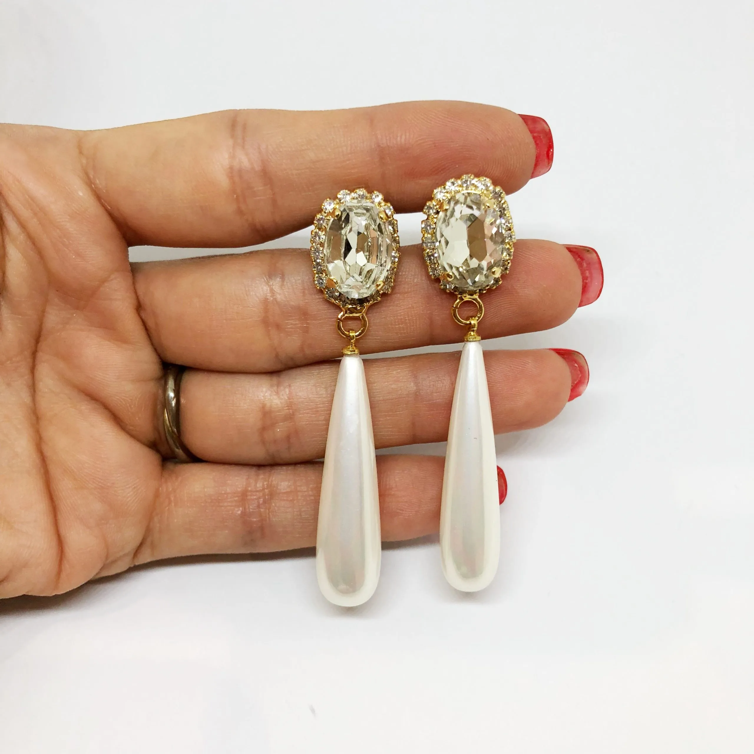 Orecchini in perla e swarovsky