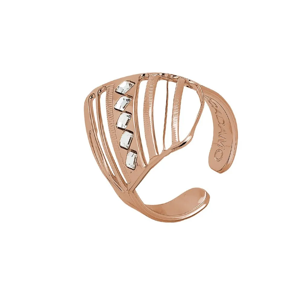 Anello rosato con rombi di cristalli Swarovski