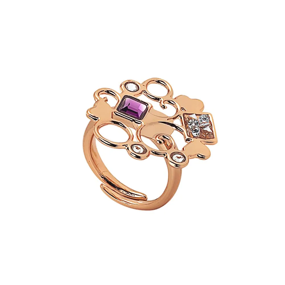 Anello rosato con decoro in cristalli Swarovski