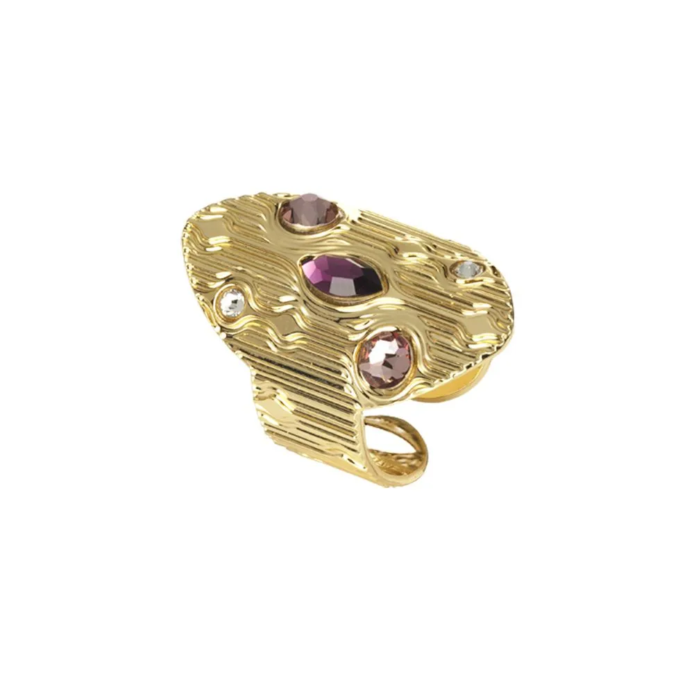 Anello navette con Swarovski rosa