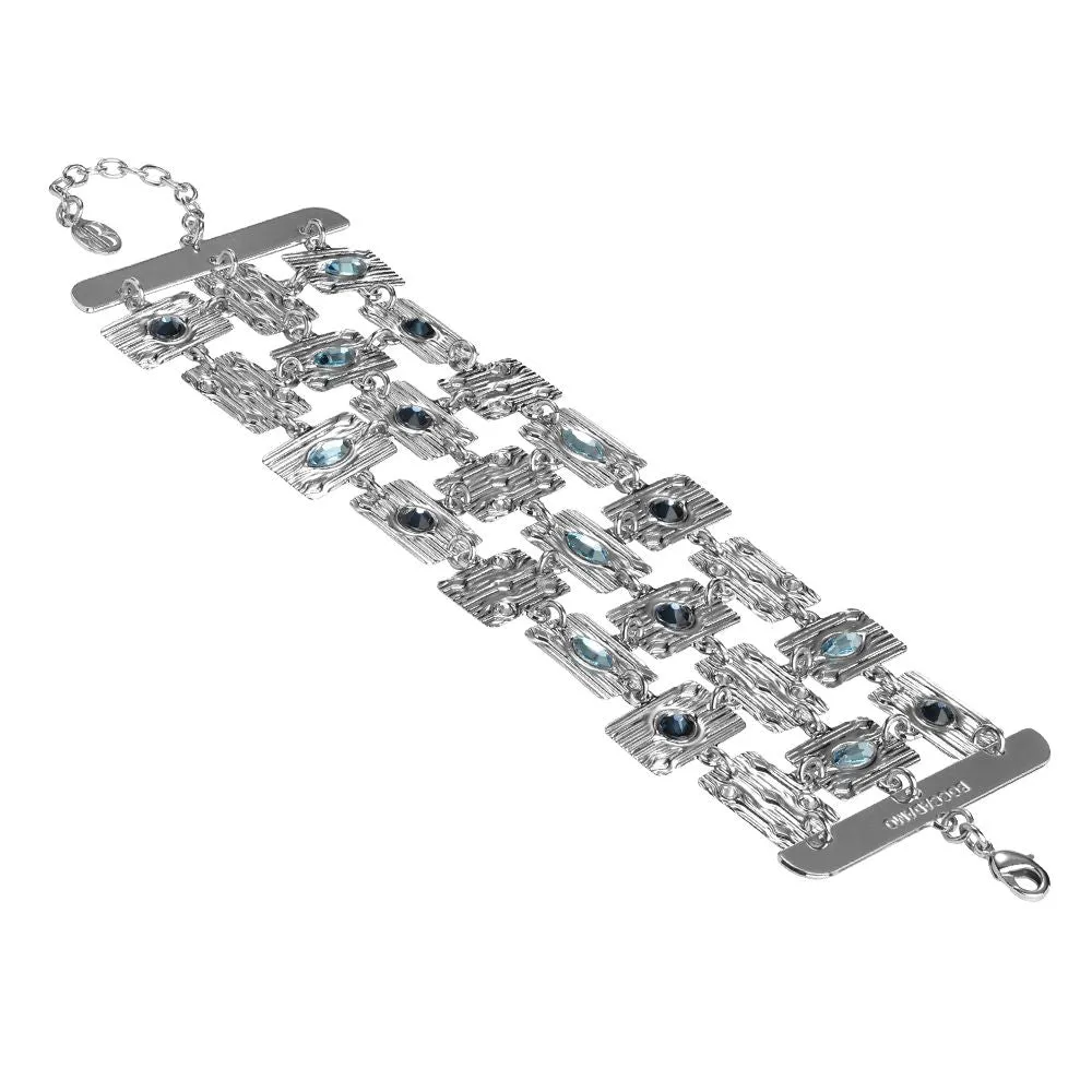 Bracciale a fascia semirigido con Swarovski blu