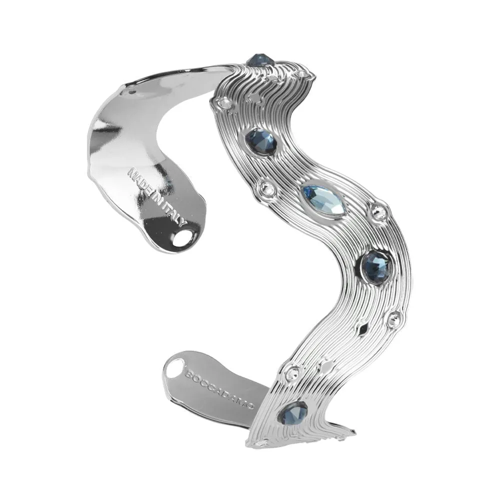 Bracciale rigido a onde con Swarovski blu