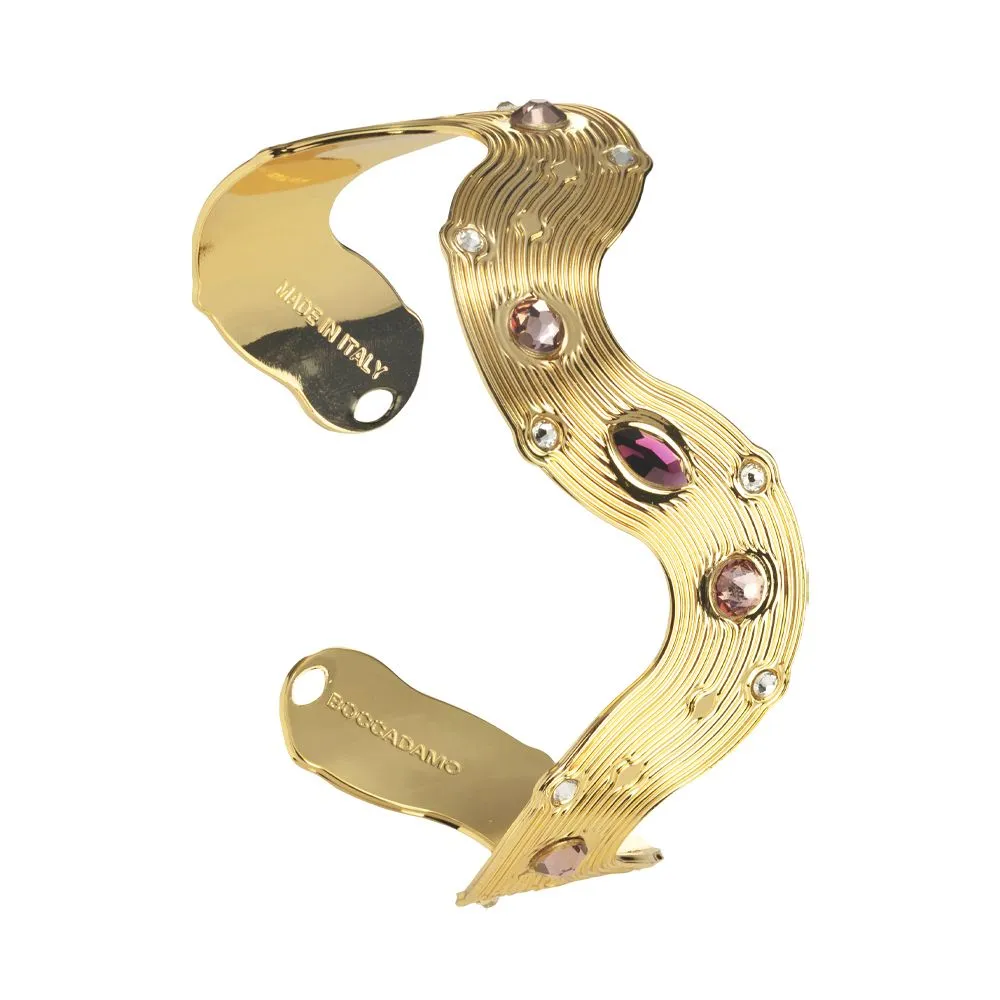 Bracciale rigido a onde con Swarovski rosa