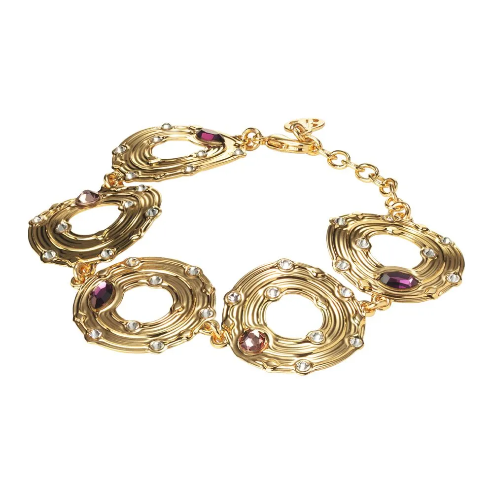 Bracciale con moduli circolari e Swarovski rosa