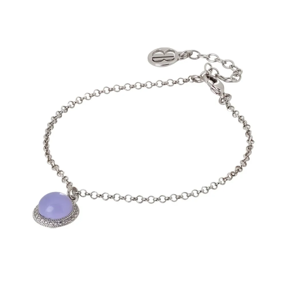 Bracciale con cabochon pendente lavanda e zirconi