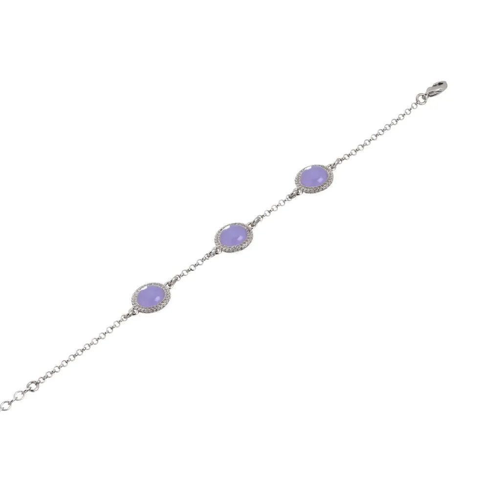 Bracciale con cabochon lavanda e zirconi