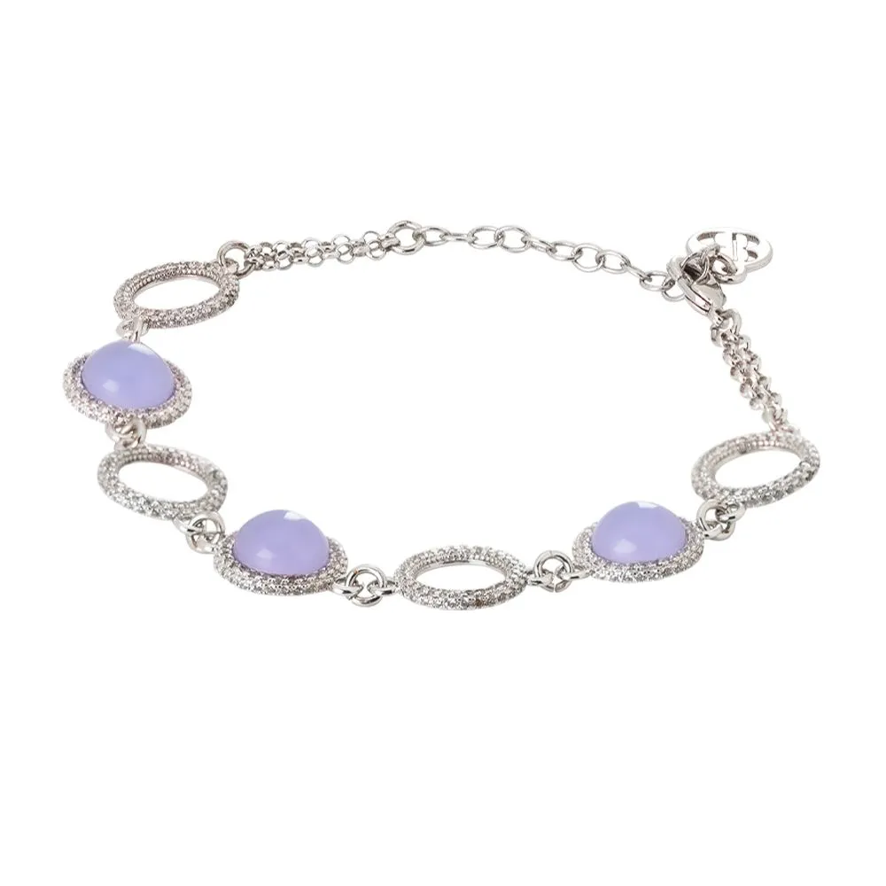 Bracciale con cabochon lavanda e zirconi alternati