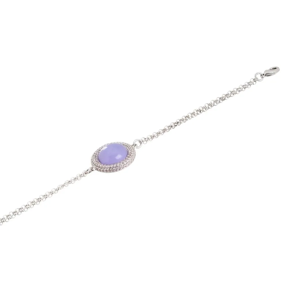 Bracciale con centrale cabochon lavanda e zirconi