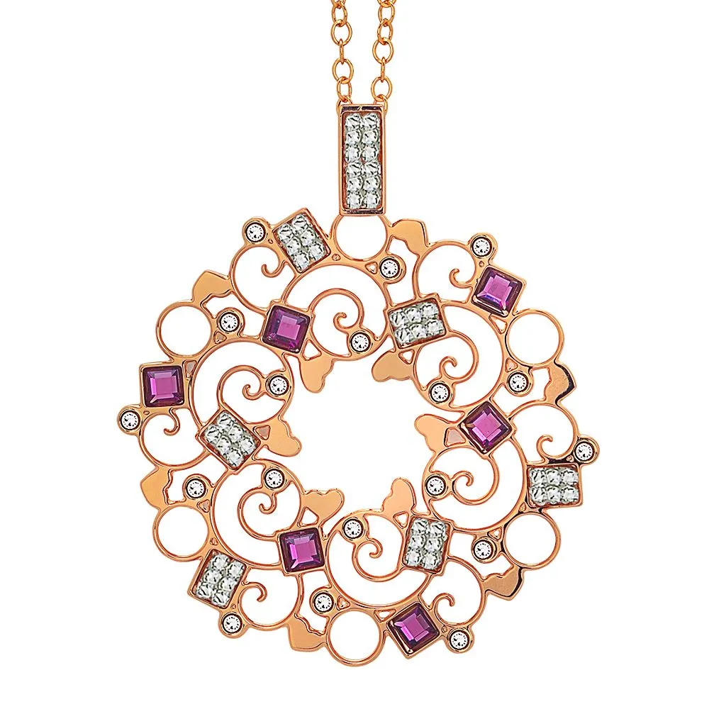 Collana rosata con pendente decorato di Swarovski