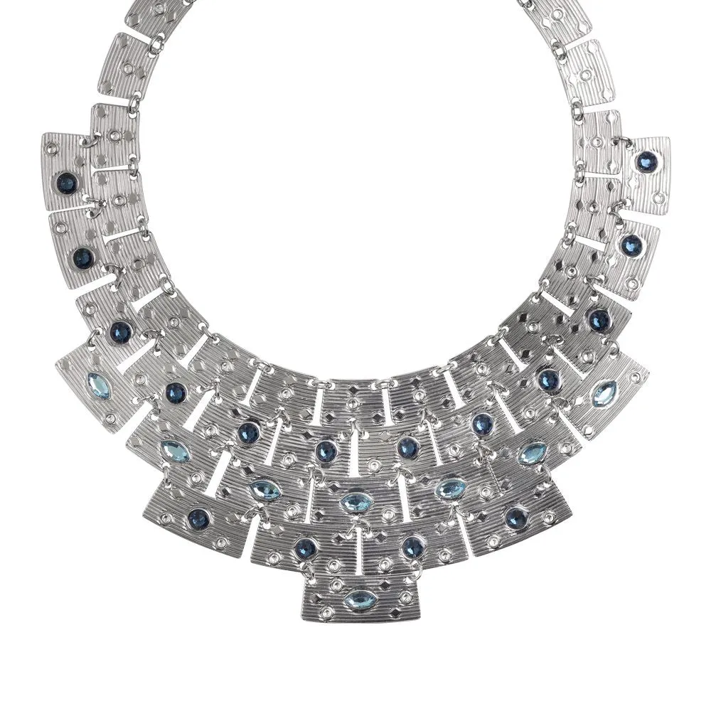 Collana con pettorale egiziano e Swarovski blu