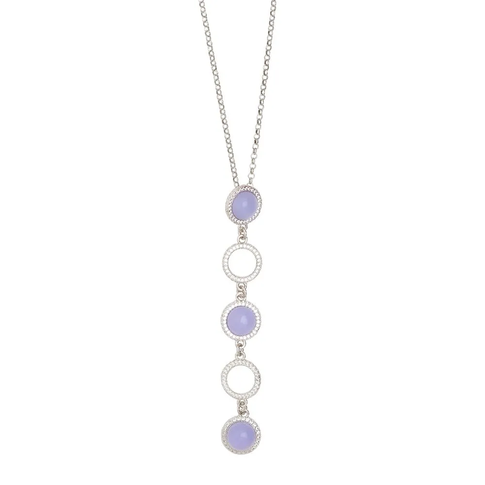 Collana con pendente di cabochon lavanda e zirconi