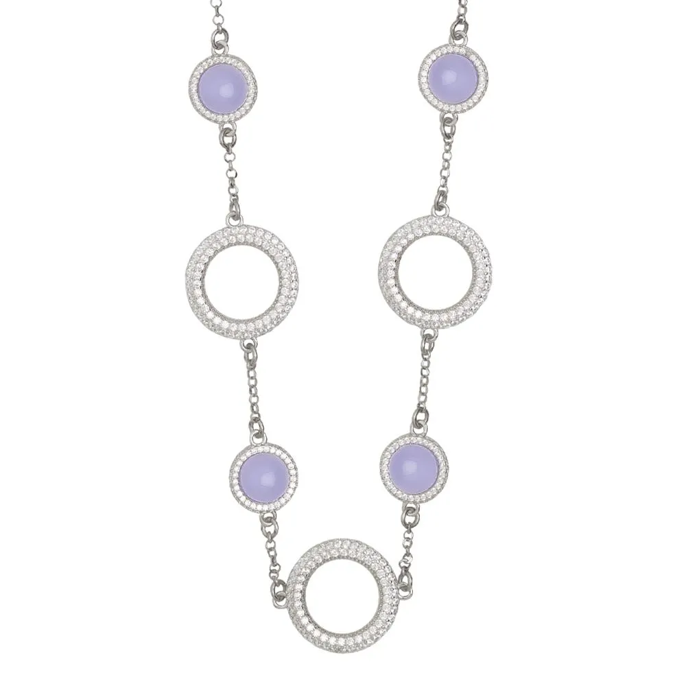 Collana con decoro di cabochon lavanda e zirconi