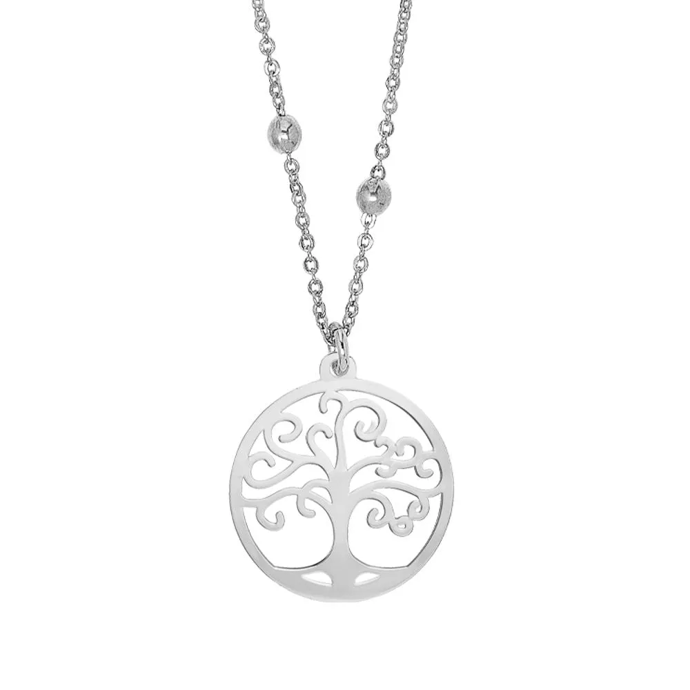Collana rodiata con ciondolo albero della vita