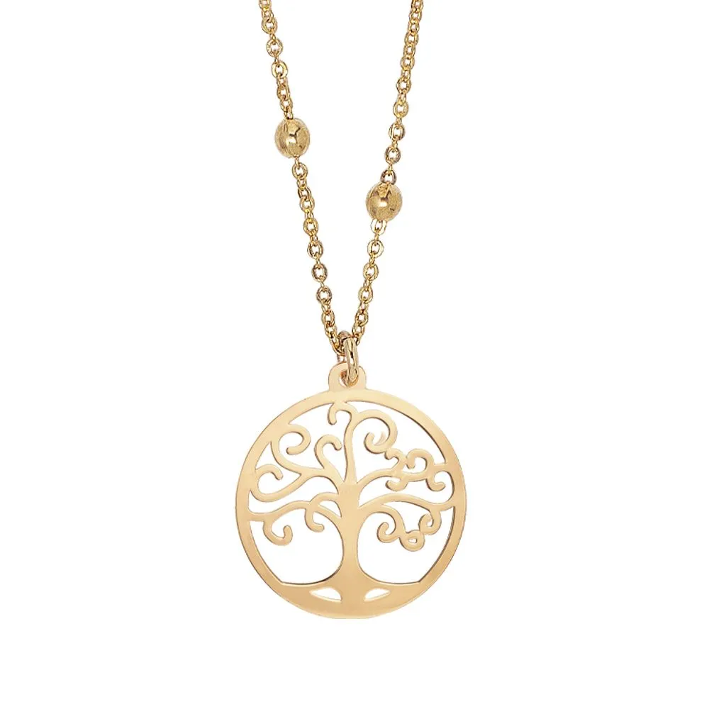 Collana dorata con ciondolo albero della vita