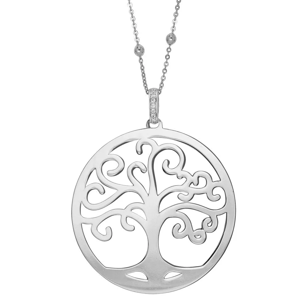 Collana rodiata con pendente maxi e albero della vita