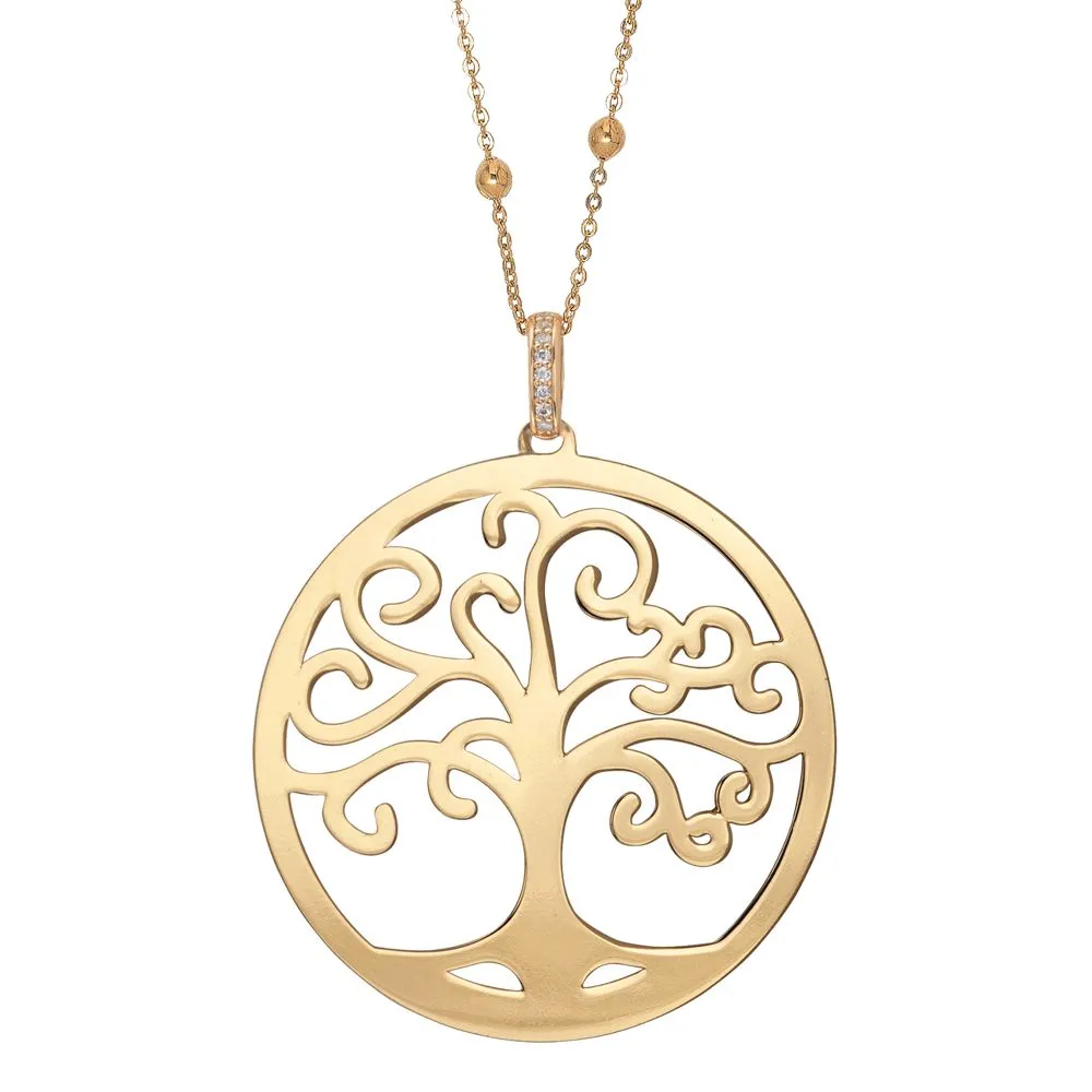 Collana dorata con pendente maxi e albero della vita