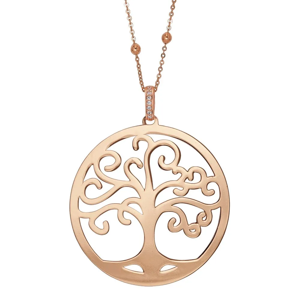 Collana rosata con pendente maxi e albero della vita