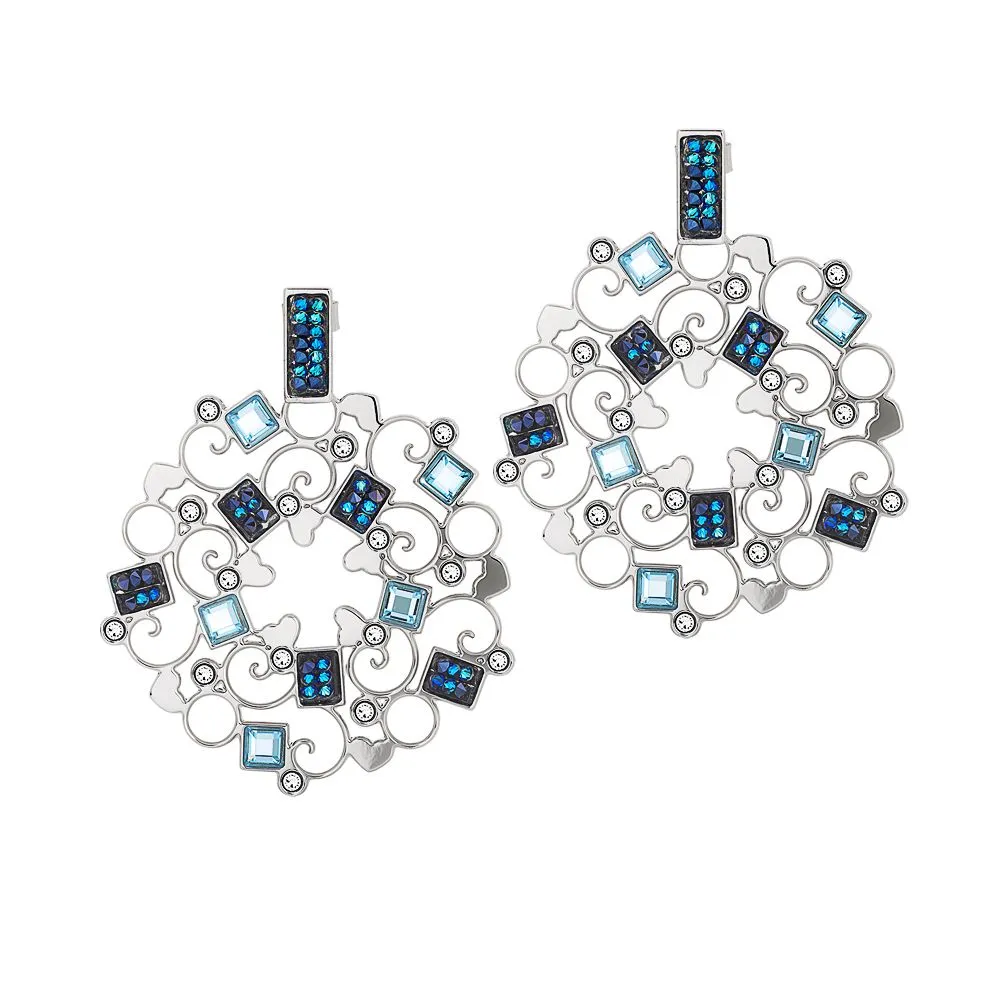 Orecchini rodiati con rosone pendente e Swarovski