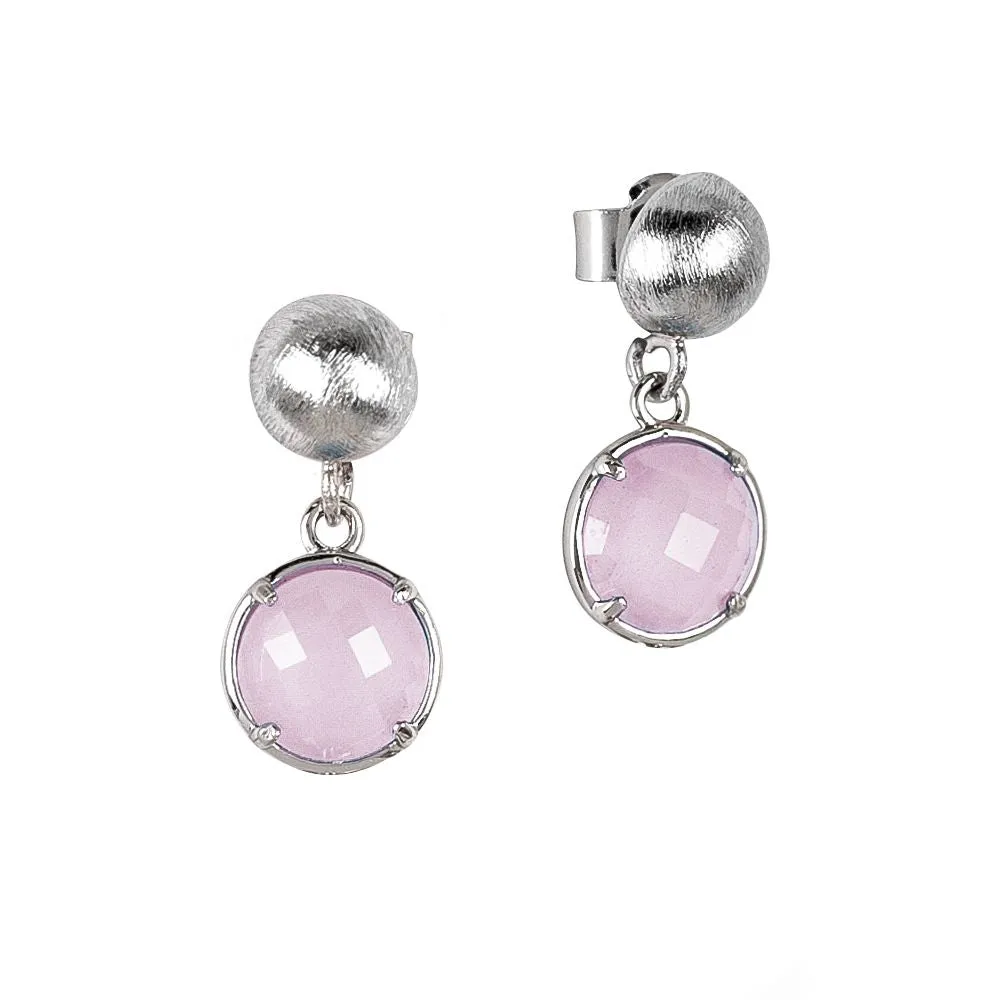 Orecchini con cristalli color quarzo rosa milk