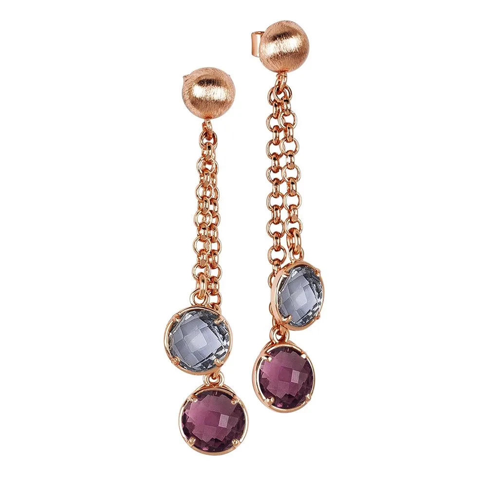 Orecchini a ciuffetto con cristalli ametista e fumè