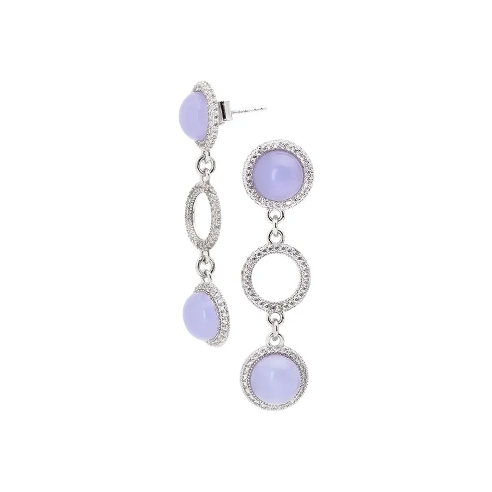 Orecchini con pendente di cabochon lavanda e zirconi