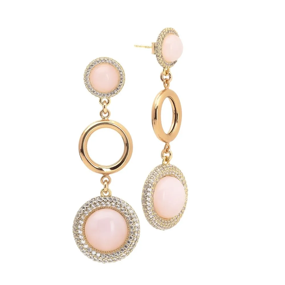 Orecchini con cabochon rosa chiaro e cerchio liscio