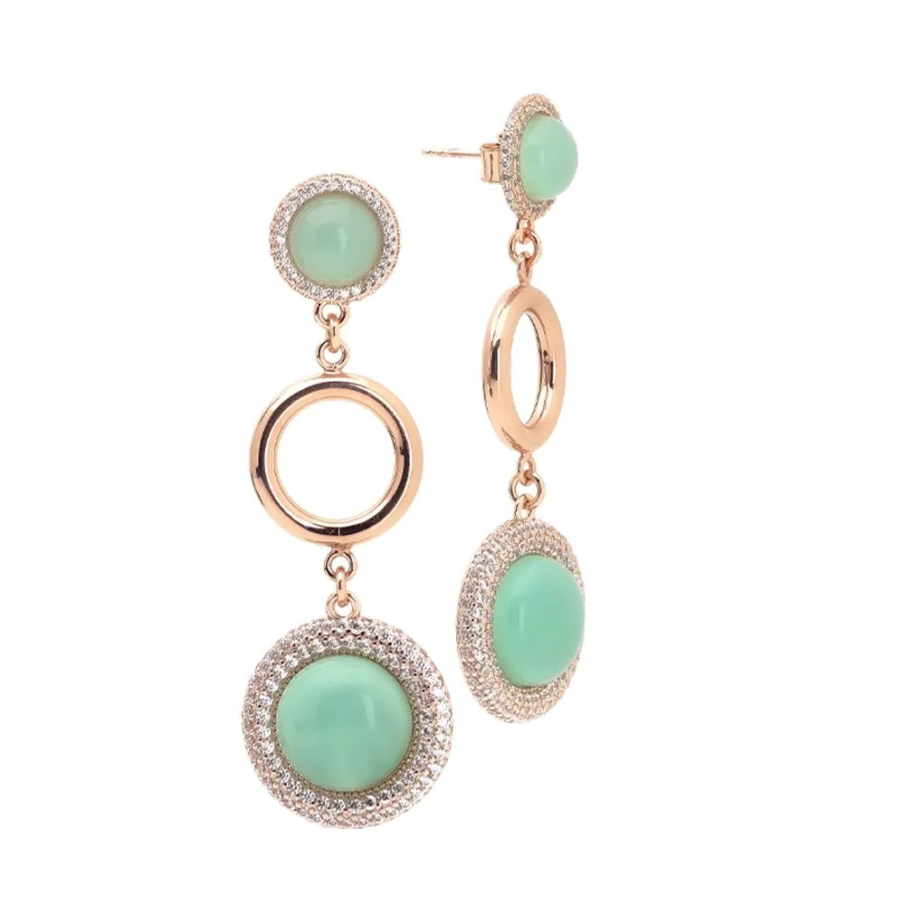 Orecchini con cabochon verde acqua e cerchio liscio