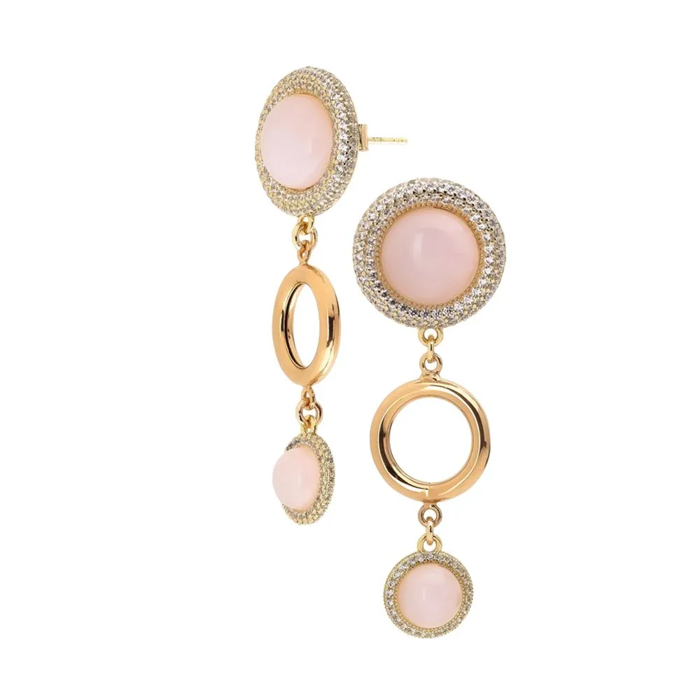 Orecchini dal pendente di cristalli rosa chiaro e cerchio liscio